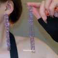 Rhinestone Greek Key Long Drop Stud Earrings Fashion Jewelry view 4