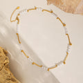 Gold Curved Bar Imitation Pearl Station Necklace Metal view 4