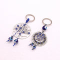 Silver Tone Owl and Tree of Life Evil Eye Split Ring Keychains view 1