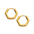 Stainless Steel Geometric Hexagon Huggie Hoop Earrings view 5