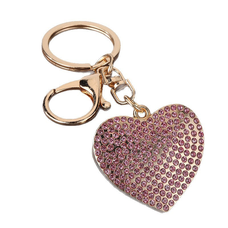 Rhinestone Heart Zinc Alloy Keychain for Bags and Car Keys