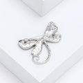 Silver Tone Dragonfly Brooch With Shell Effect Wings and Curl Tail view 4