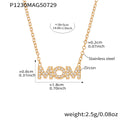Sunburst and MOM Crystal Pendant Necklace in Two Tones view 9