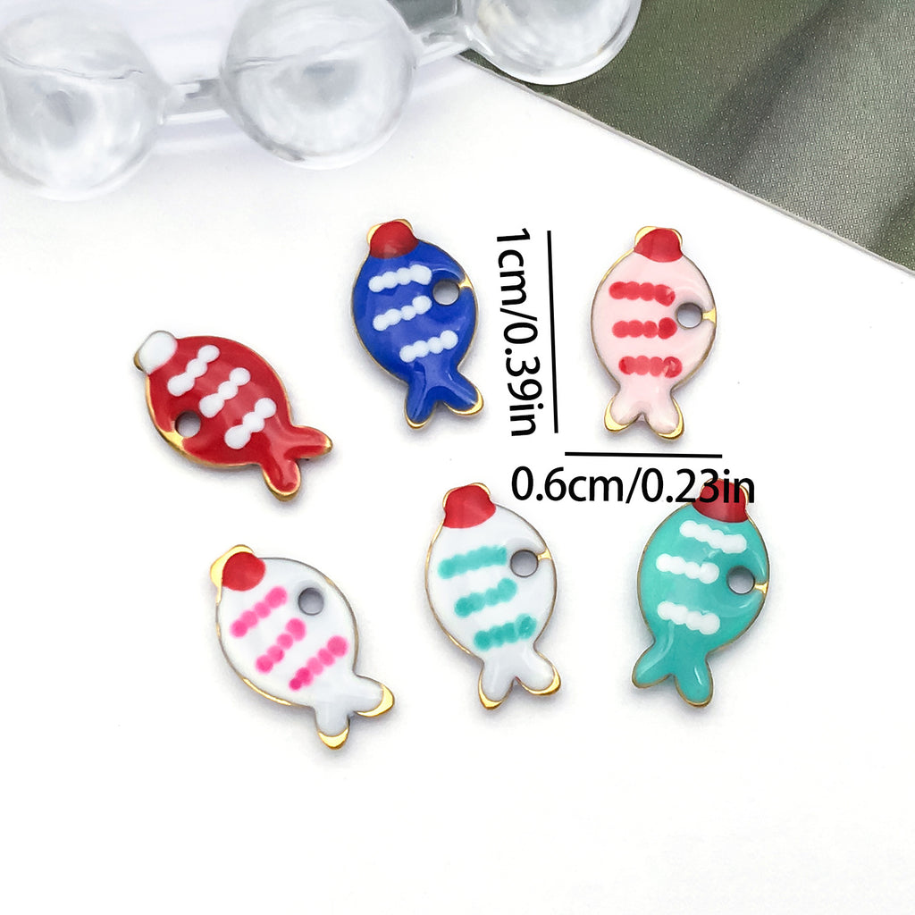 Enamel Stainless Steel Little Fish Charm Pendants for Necklace Earring DIY Jewelry Making