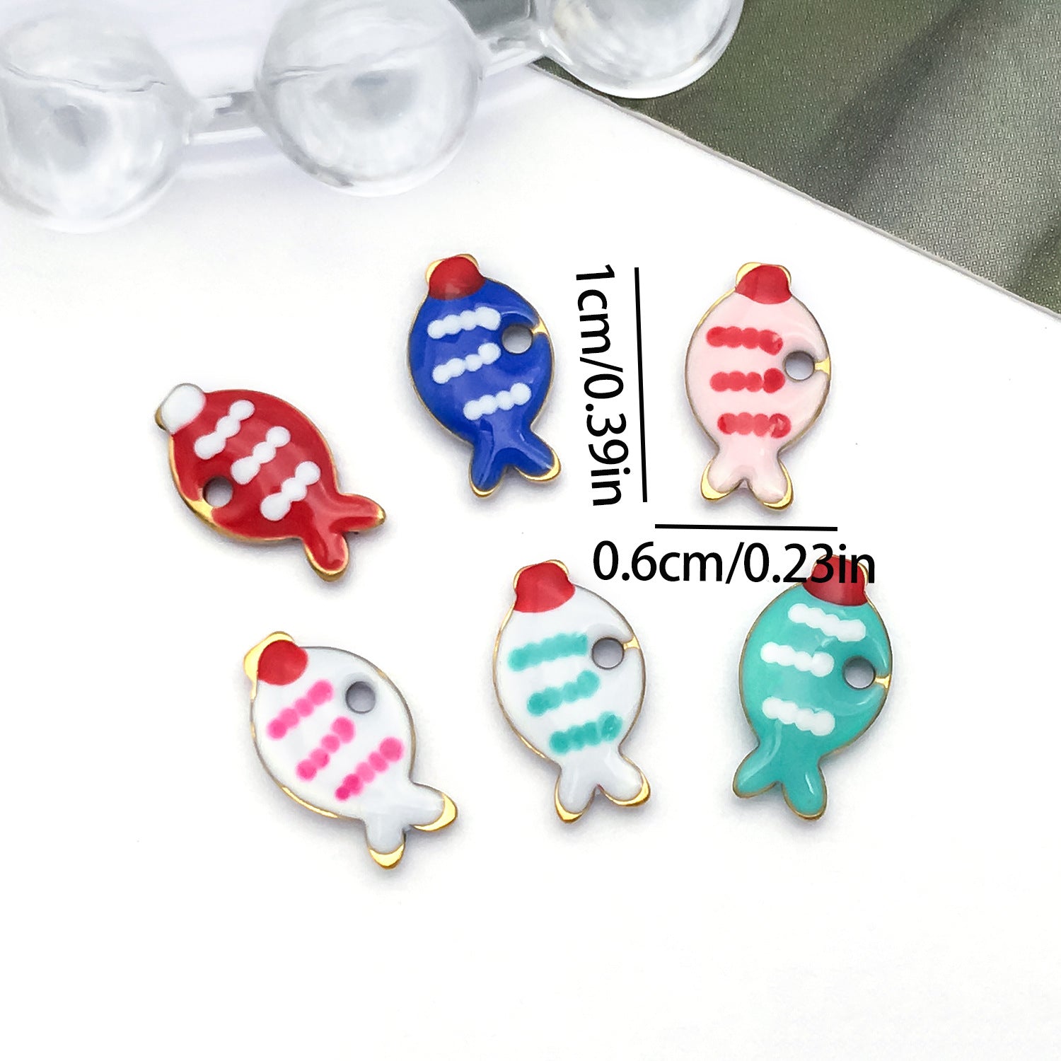 Enamel Stainless Steel Little Fish Charm Pendants for Necklace Earring DIY Jewelry Making