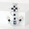 Checkered Enamel Anchor Brooch in Blue or Green with Crystals view 4