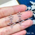 Silver Tone Double Star Crystal Drop Stud Earrings view 5
