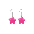 White Red Fuchsia and Purple Puffy Star Hook Earrings view 3