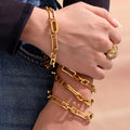 Gold Geometric Paperclip Link Chain Bracelet Stainless Steel view 2