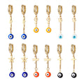Gold Hoop Evil Eye Chain Drop Earrings 6 Charm Colors view 5