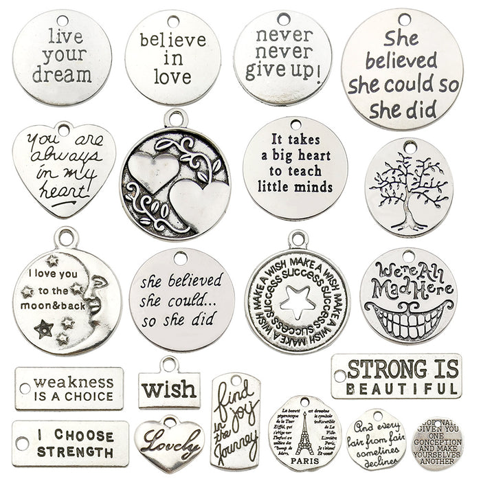 Silver-Tone Letter Metal Charms for Jewelry and Craft Projects