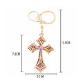 Rhinestone Double Layer Cross Keychain Metal Bag Charm view 3