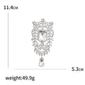 Large Crystal Statement Brooch Emerald Cut Drop Pendant Pin view 5