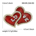 Double Heart Love Brooch Enamel Rhinestone Outline Pin view 5