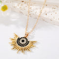 Gold Tone Crystal Sun Moon and Evil Eye Pendant Necklaces view 2