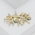 Green Bamboo Crystal Brooch with Gold Tone Stems for Jackets and Scarves view 3