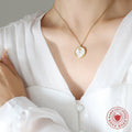 White Enamel Rose Round Disc Pendant Necklace Gold Or Steel view 3