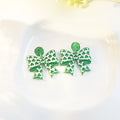 Green Clover Print Bow Stud and Dangle Hook Earrings view 6