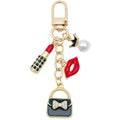 Black Red Pink and White Fashion Charm Keychains with Metal Hardware view 5
