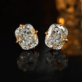 Oval Clear Solitaire Stud Earrings In Polished Gold Tone view 5