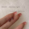 Mini Red Rose Flower Stud Earrings Metallic Finish Pair view 3