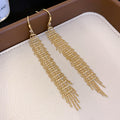 Layered Fine Chain Fringe Hook Earrings In Two Tones view 7