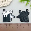 Black White Enamel Zinc Alloy Reading Cat Charm Pendant for DIY Necklace Earring Bracelet
