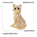 Seated Crystal Cat Brooch in Gold or Silver Tone Metal view 4