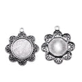 Floral Round Cabochon Pendant Tray Settings in Two Sizes view 3