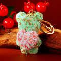 Rose Texture Teddy Bear Keychains with Hearts, Pearls and Crystals view 10