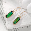 Oval Foil Glass Drop Earrings Textured Gold Frame 5 Colors view 8