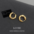 Gold Irregular Wavy Huggie Hoop Earrings Thick Metal Pair view 4
