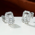 Silver Openwork Rectangle Halo CZ Stud Earrings Alloy view 2