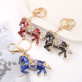 Enamel Rhinestone Horse Keychain Gold Clasp Wine Blue Black view 1