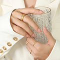Gold Stackable Three-Band Ring Set Smooth Matte Mix view 1