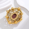 Gold Tone Silver Tone Woman Portrait Crystal Metal Brooch Pin view 3