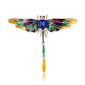 Multicolor Enamel Dragonfly Brooch with Gold Tone Edges view 5