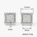 Square Pavé Stud Earrings In Gold And Silver Tone In A Polished Decorative Design view 5