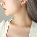Shell Textured C-Shape Hoop Stud Earrings Gold Or Silver view 7