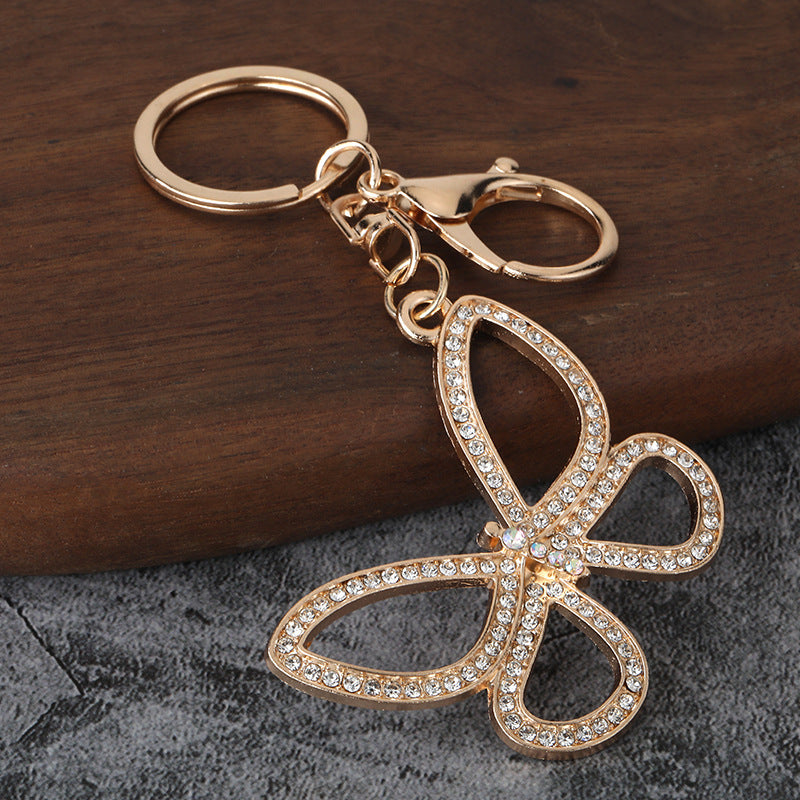 Hollow Butterfly Rhinestone Keychain Metal Car Key Ring Bag Charm