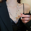 Silver Multi Layer Irregular Pearl Lariat Necklace view 6