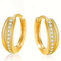 Twisted Channel Crystal Huggie Hoop Earrings Three Metal Colors view 3