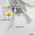 Smiley Daisy Flower Bag Charm Keychain With Braided Cord And Tassel view 4