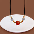 Red Agate Bead Black Cord Necklace Gold Wire Accent Beads view 4