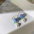 Glass Flower Bud Pearl Drop Earrings Gold Wire Hooks view 2