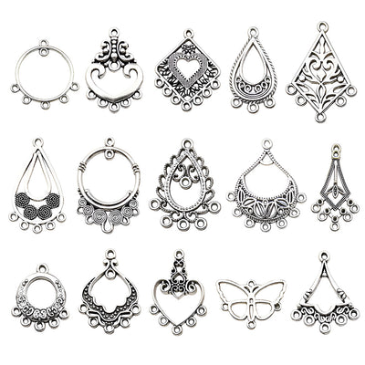 Metallic heart charms arranged on a light background