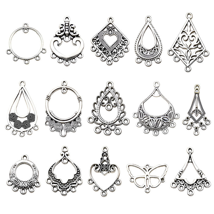 Metallic Heart Metal Charms with 16 Listed Options
