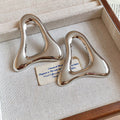 Open Triangle Metal Stud Earrings in Polished Statement Design view 7