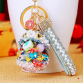 Crystal-Filled Treasure Bowl Keychains with Pearl Wrist Straps view 3