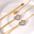 Gold Chain Hollow Heart Bracelet And Necklace Two Tone Set view 2